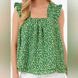 Tuckernuck Green Floral Blouse
